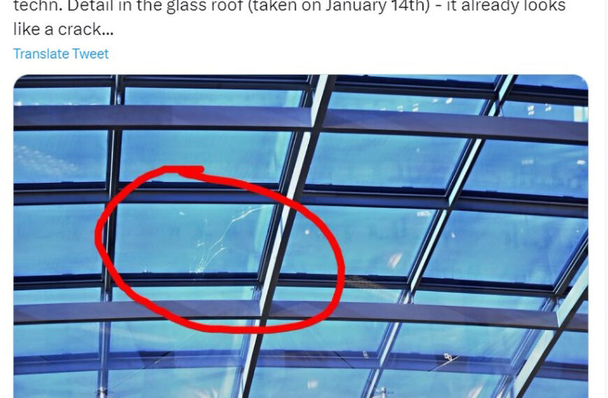 Glass Dome Of Parliament Part Of 300M Renovation Smashed By Crow Vandals Dropping Stones On It